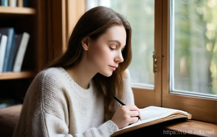 현대 문예 사조 - **Prompt:** A thoughtful young Russian woman in her late twenties, with soft, natural makeup and a g...